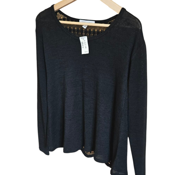 NEW! Aeropostale Women's Crochet Back Long Sleeve Shirt Black Small - Picture 2 of 9